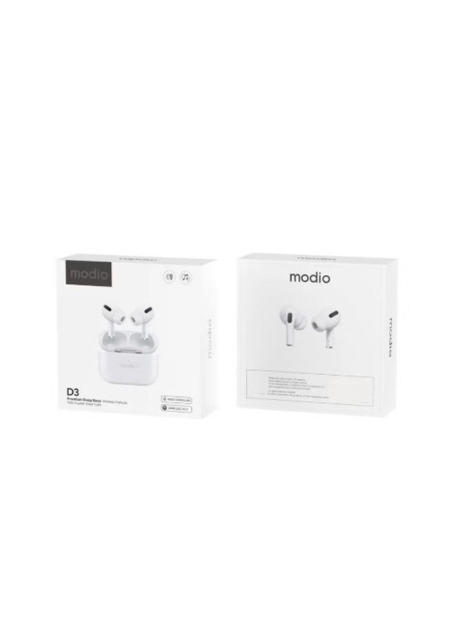 موديو سماعات أذن لاسلكية D3 Premium ذات صوت جهير عميق مع خاصية إلغاء الضوضاء ومكالمات فائقة الوضوح - Image 1