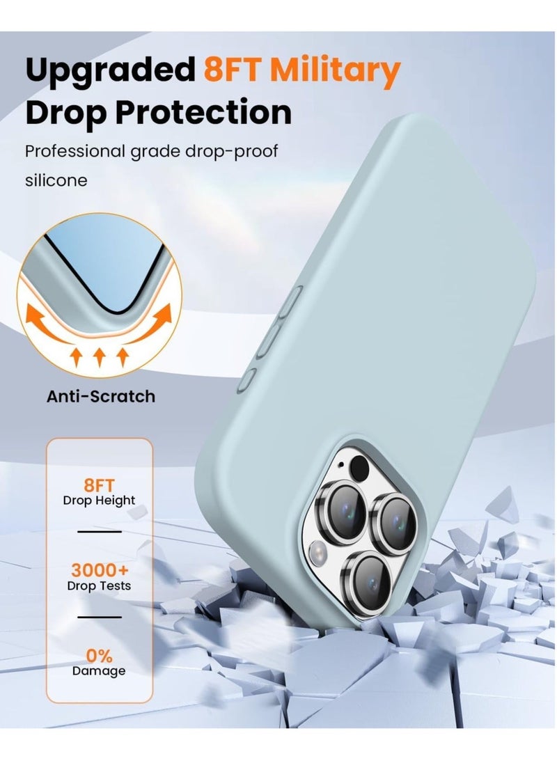 JAJEEK "Premium Soft Liquid Silicone Case for iPhone 16 Pro – Silky Soft Touch Full-Body Protective Bumper (Sky Blue)" - Image 5