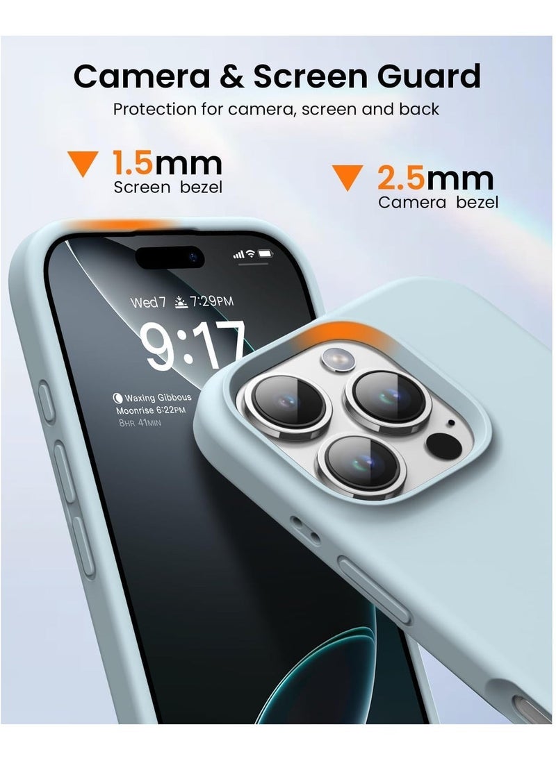 JAJEEK "Premium Soft Liquid Silicone Case for iPhone 16 Pro – Silky Soft Touch Full-Body Protective Bumper (Sky Blue)" - Image 4