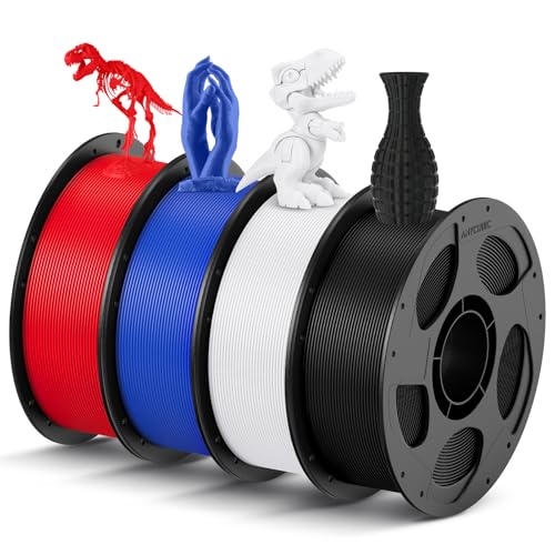 ANYCUBIC PLA Filament 1.75mm Bundle, 3D Printing PLA Filament 1.75mm Dimensional Accuracy +/- 0.02mm, 1KG Reusable Spool (2.2 lbs), 4KG Black + White + Blue + Red - Image 1