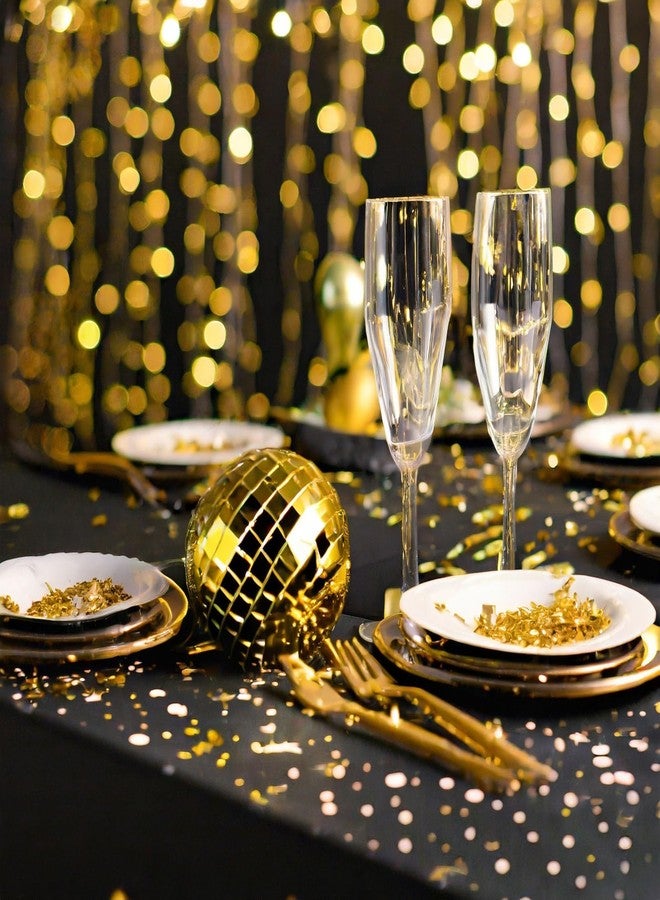 يوفال مجموعة من 3 مفارش طاولة بلاستيكية سوداء من جوفالي للطاولات المستطيلة، مقاس 54 × 108 بوصة، غطاء مفرش طاولة للاستخدام مرة واحدة لتزيين طاولات حفلات أعياد الميلاد والهالوين والتخرج - Image 3