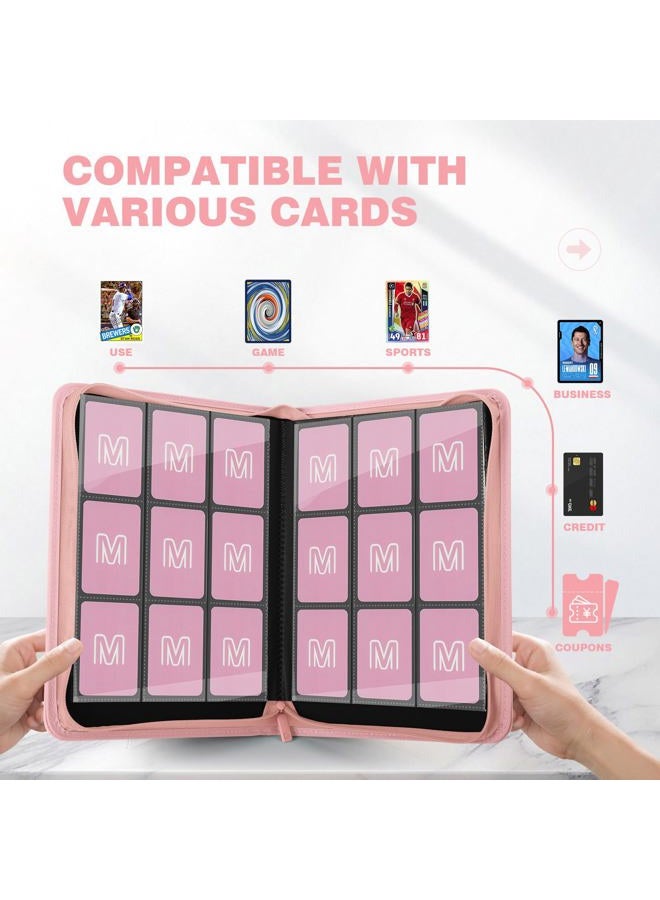 MOSLA Trading Card Binder with 9 Side Loading Pocket Card Album Hold Up to 540 Cards PU Card Collection Binder, Collectible Albums Card Folder for MTG, TCG, Sports Cards（9-Pink） - Image 2