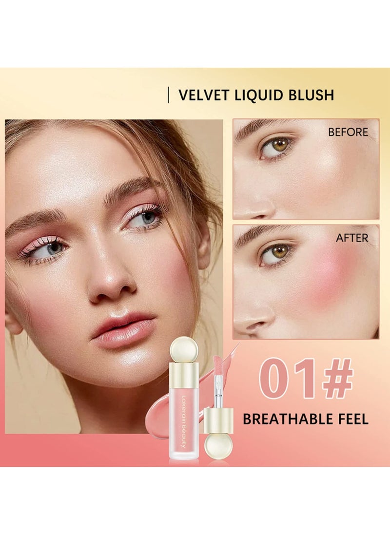 Liquid Blush for Cheeks Soft Cream Blush Makeup Lightweight Breathable Feel Natural Looking Silky Smooth Creamy Formula Waterproof Long-wearing Blends Perfectly onto Skin