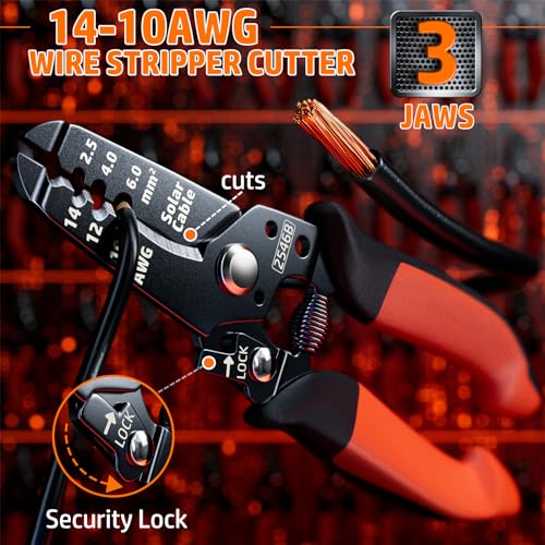 PEBA Crimping Tool Kit, Solar Crimper for AWG 16-10 Solar Panel Cable Wire, with 6 Pairs Solar connectors, Solar Wire Stripper and 1 Pair Solar Connector Spanner Wrench - Ratchet Crimp Tool Set - Image 5