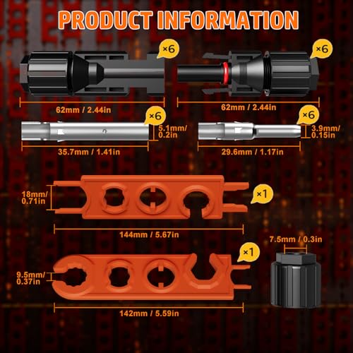 PEBA Crimping Tool Kit, Solar Crimper for AWG 16-10 Solar Panel Cable Wire, with 6 Pairs Solar connectors, Solar Wire Stripper and 1 Pair Solar Connector Spanner Wrench - Ratchet Crimp Tool Set - Image 4