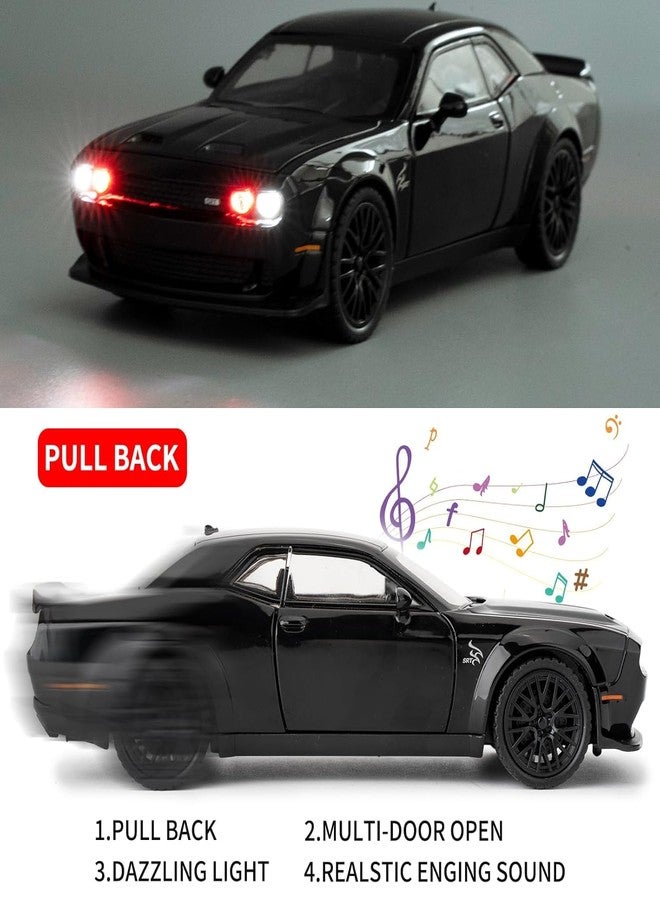 FEXXA Hellcat 1:32 Scale Dodge Challenger Die-Cast Metal Toy Model Car for Kids - Pull Back Mechanism, Birthday Gift for 3+ Year Old Boys (Black) - Image 4