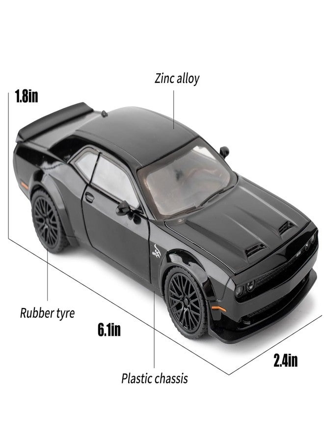 FEXXA Hellcat 1:32 Scale Dodge Challenger Die-Cast Metal Toy Model Car for Kids - Pull Back Mechanism, Birthday Gift for 3+ Year Old Boys (Black) - Image 3