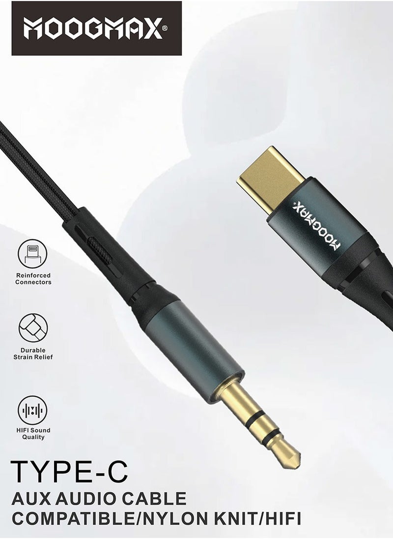 MOOGMAX MFi Certified Aux cable to Type-C, 1m aux to type c, Strong Fabric audio cable, 3.5mm audio jack, Pure Audio Cable, Headphone Cable Supports All Type-C Devices Like iPhone, Samsung, etc.  - Image 3