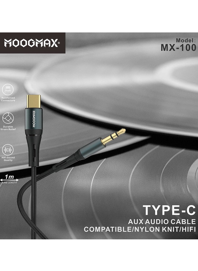 MOOGMAX MFi Certified Aux cable to Type-C, 1m aux to type c, Strong Fabric audio cable, 3.5mm audio jack, Pure Audio Cable, Headphone Cable Supports All Type-C Devices Like iPhone, Samsung, etc.  - Image 4