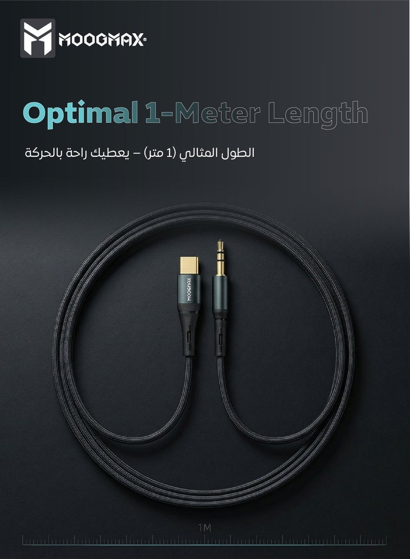 MOOGMAX MFi Certified Aux cable to Type-C, 1m aux to type c, Strong Fabric audio cable, 3.5mm audio jack, Pure Audio Cable, Headphone Cable Supports All Type-C Devices Like iPhone, Samsung, etc. - Image 5