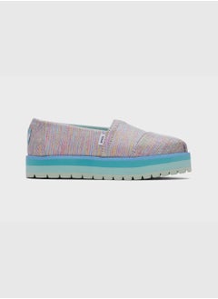 TOMS Blue Multi Twill Glimmer Youth Alp Platform Espedrille  - Image 1