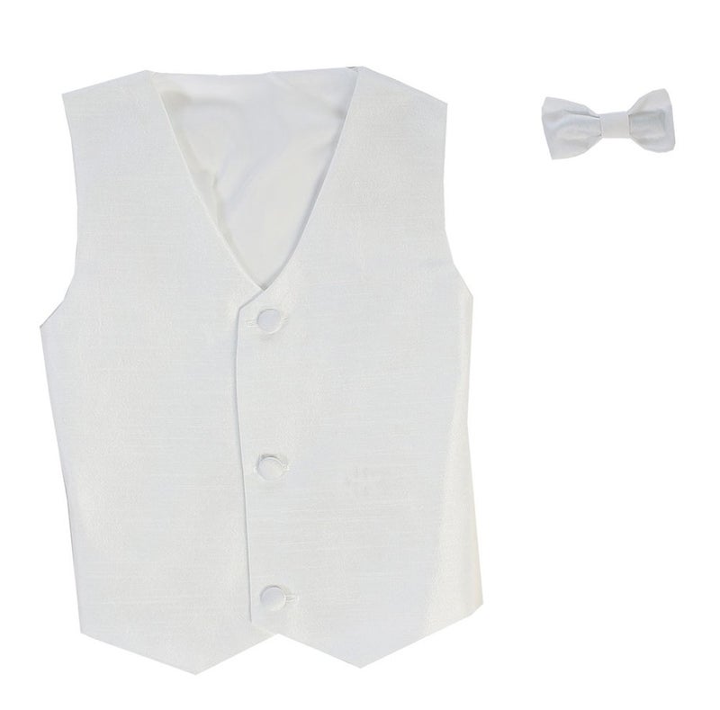 Lito Vest and Clip On Boy Bowtie set - WHITE - 12/14 - Image 1