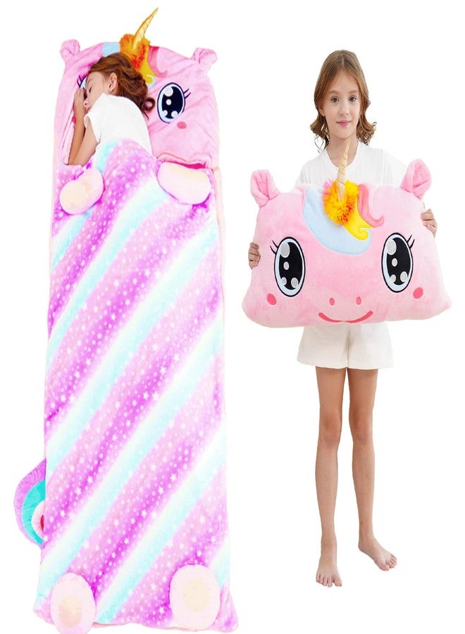 Micling Kid Sleeping Bag - Larger Plush Unicorn Slumber Bag for Boys Girls Daycare Preschool Kindergarten Birthday Gift Travel Sleepover Ages 3-12 Years - Image 1