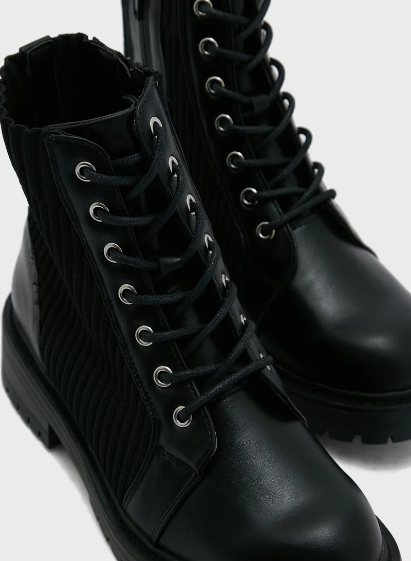 NEW LOOK Wide Fit Lace Up Ankle Boots