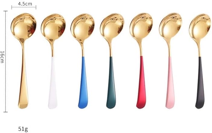 Silverware Set, 1/4/6/8/10/12 Pieces 304 Stainless Steel Dessert Spoons, Round Head Short Handle Fruit Spoons(White Silver,4 Pieces) - Image 2