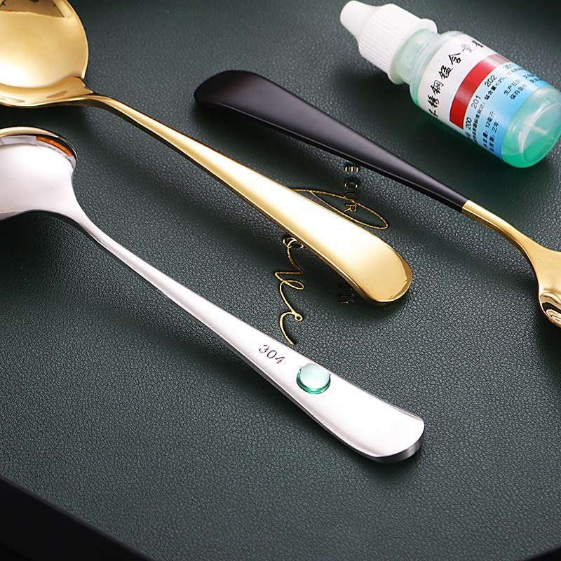 Silverware Set, 1/4/6/8/10/12 Pieces 304 Stainless Steel Dessert Spoons, Round Head Short Handle Fruit Spoons(White Silver,4 Pieces) - Image 4