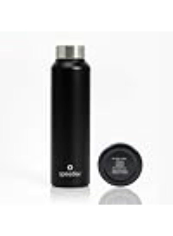 Speedex Stainless Steel Water Bottle 1 Ltr, Leak Proof Screw Cap, BIS Approved 1000 ml Metal Bottle For Daily, Office, School, Gym, Travel Use for Men, Women, Kids, Adults, Black, Set of 1 - Image 1