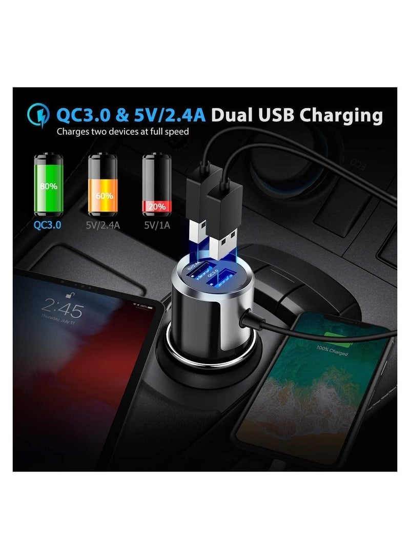 جهاز إرسال FM بتقنية البلوتوث للسيارة ، محول راديو السيارة اللاسلكي بتقنية البلوتوث 5.0 مع منفذ شحن مزدوج QC3.0 و 5 فولت / 2.4 أمبير ، سهل التوصيل بفتحة التهوية ، طقم سيارة أفضل بدون استخدام اليدين ، - Image 3