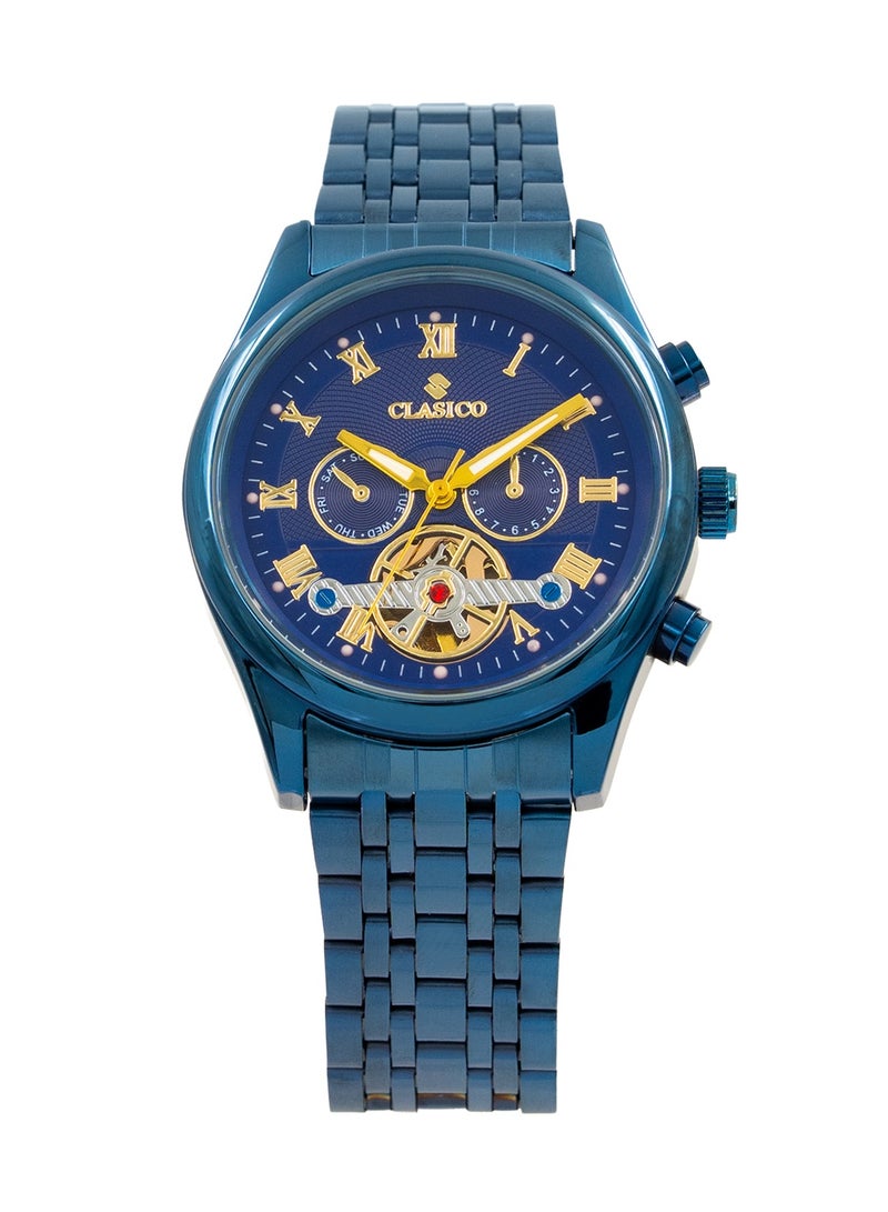 Clasico Nexura 6-Hands Chronograph Watch – Midnight Sapphire Edition with Stainless Steel Strap – Elite Y121 Calibre Movement – Waterproof Design - Image 1