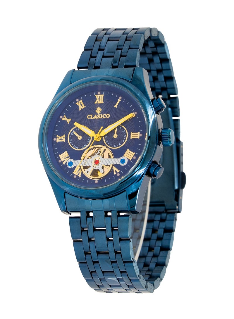 Clasico Nexura 6-Hands Chronograph Watch – Midnight Sapphire Edition with Stainless Steel Strap – Elite Y121 Calibre Movement – Waterproof Design - Image 3