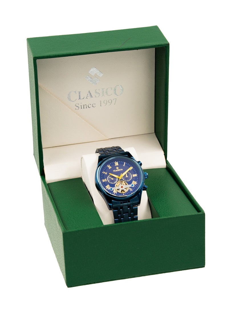 Clasico Nexura 6-Hands Chronograph Watch – Midnight Sapphire Edition with Stainless Steel Strap – Elite Y121 Calibre Movement – Waterproof Design - Image 5