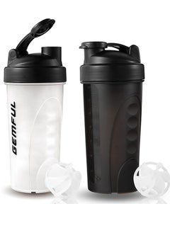 GEMFUL Shaker Bottle for Protein Mixes BPA-Free Leak Proof Shaker Smothies Mixer Water Cups 750ml 2 Pack  - Image 1