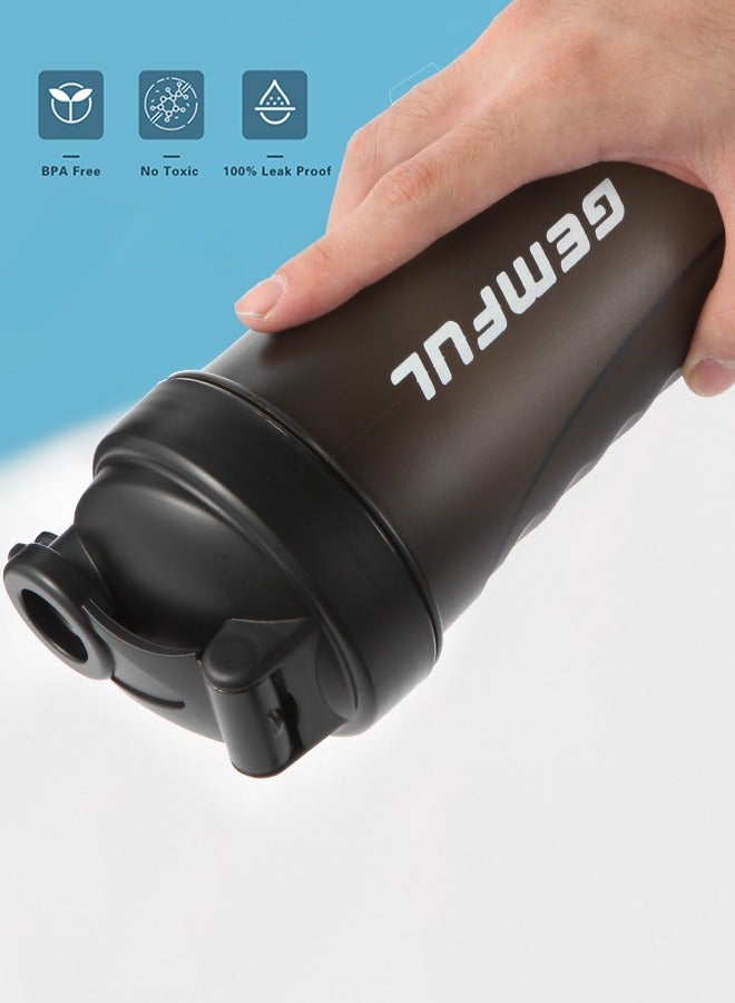 GEMFUL Shaker Bottle for Protein Mixes BPA-Free Leak Proof Shaker Smothies Mixer Water Cups 700ml 2 Pack - Image 3