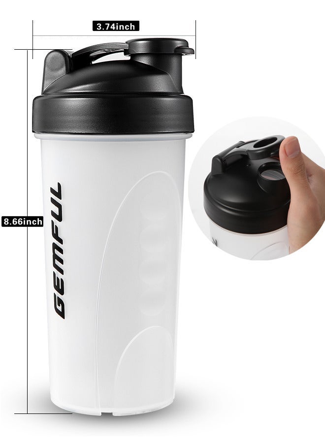 GEMFUL Shaker Bottle for Protein Mixes BPA-Free Leak Proof Shaker Smothies Mixer Water Cups 700ml 2 Pack - Image 2