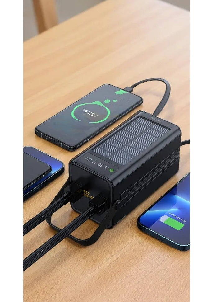GREEN LION Solar X 60000mAh Power Bank PD 20W / Portable Fast Charger PowerBank 60000 mAh /Flashlight / Built in Solar Panel- Black - Image 3