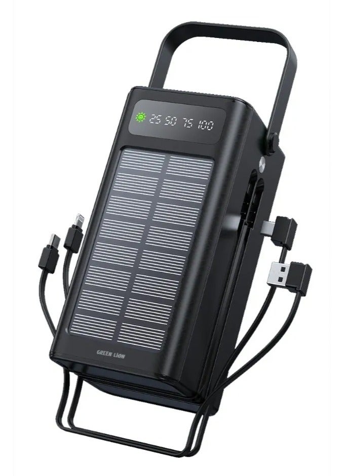 GREEN LION Solar X 60000mAh Power Bank PD 20W / Portable Fast Charger PowerBank 60000 mAh /Flashlight / Built in Solar Panel- Black - Image 2