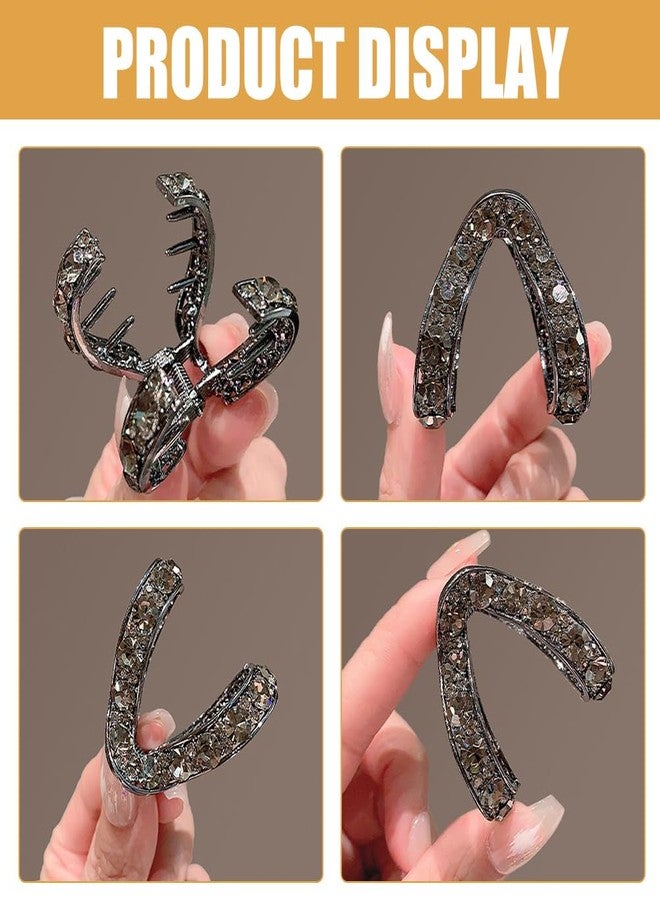 Beaupretty Hair Claw Clips High Ponytail Holder Rhinestone Metal Claw Clips Hair Accessories for Women Black - Image 4