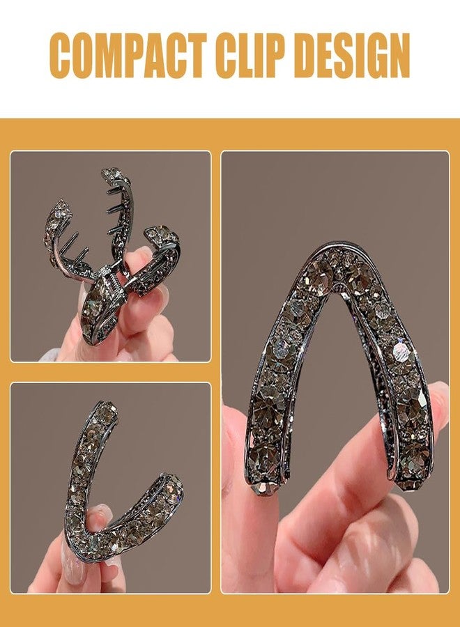 Beaupretty Hair Claw Clips High Ponytail Holder Rhinestone Metal Claw Clips Hair Accessories for Women Black - Image 3