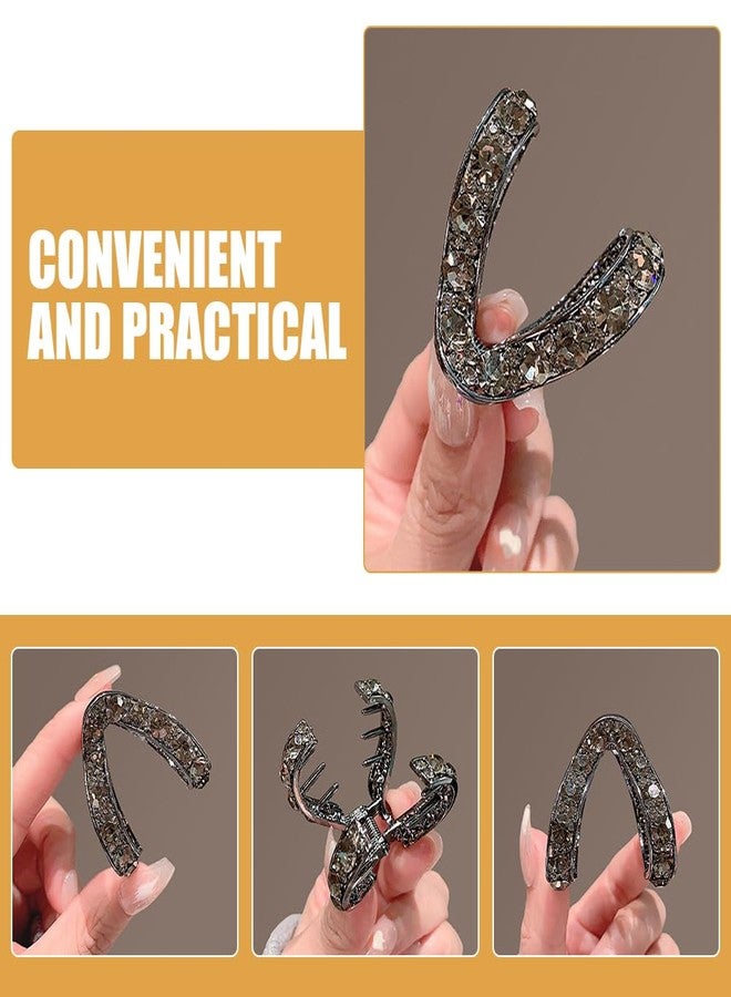 Beaupretty Hair Claw Clips High Ponytail Holder Rhinestone Metal Claw Clips Hair Accessories for Women Black - Image 5