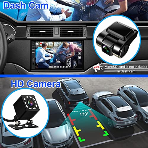 Naifay Double Din Car Stereo with Dash Cam | 7INCH Touchscreen Car Radio Receivers Support with Apple Carplay & Android Auto, Bluetooth, Backup Camera, Mirror Link, Voice Control, SWC, FM/USB/TF/AUX - Image 2