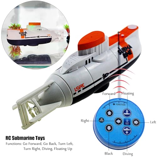 Tipmant RC Submarine Toy Remote Control Boat Underwater Diving Waterproof for Fish Water Tank Kids Birthday Gift (White) - Image 2