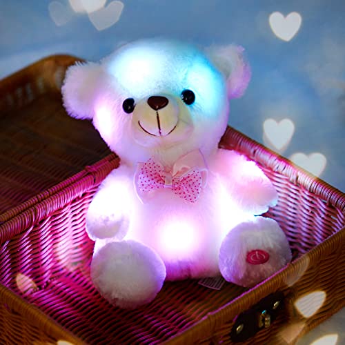 BSTAOFY Light up White Teddy Bear LED Stuffed Animal Soft Nightlight Glow Bear Plush Toy Gifts for Kids Mom Girls Birthday Christmas, 8" - Image 5