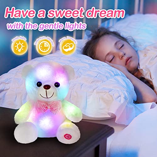BSTAOFY Light up White Teddy Bear LED Stuffed Animal Soft Nightlight Glow Bear Plush Toy Gifts for Kids Mom Girls Birthday Christmas, 8" - Image 4