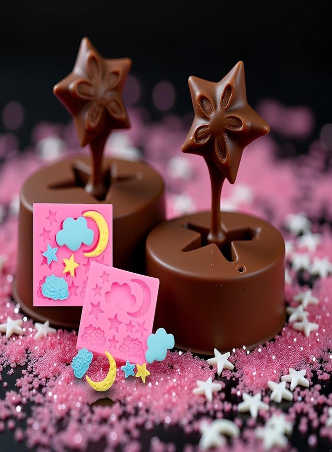 SelHeng 3Pcs Pink Moon Star Silicone Cloud Mold Chocolate Gummy Molds Cloud Fondant Molds Non-Stick Baking Mold for Candy Biscuits Cookie Jelly Chocolate Cake Decorating Fondant Molds - Image 5
