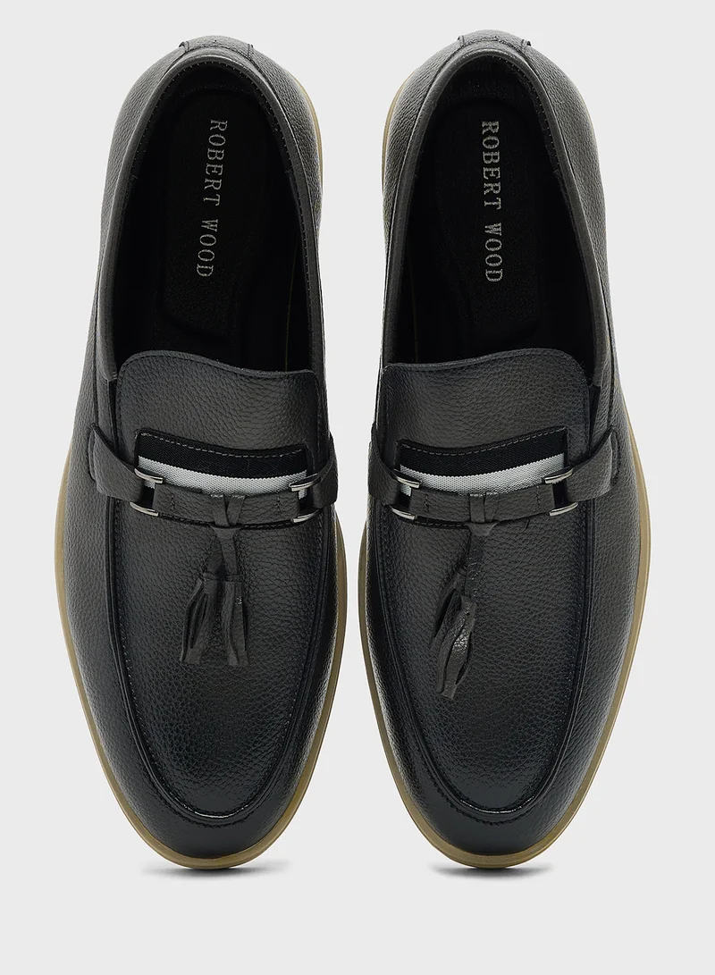 Robert Wood Tassel Detail Smart Casual Slip Ons