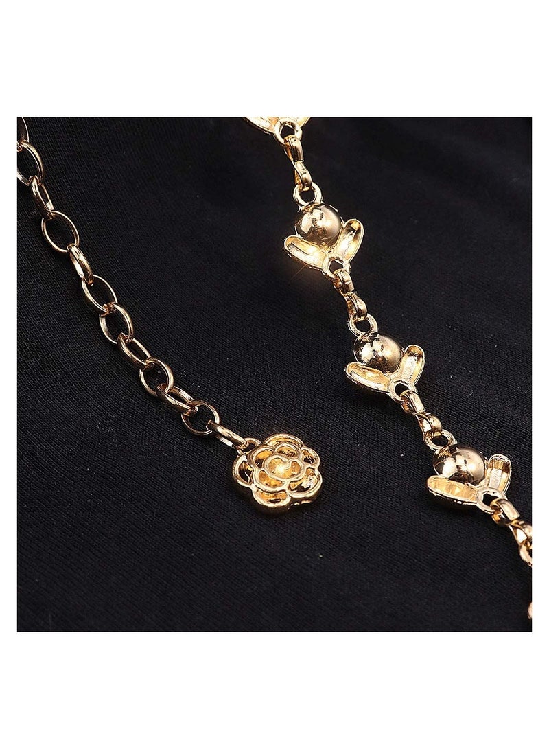 KASTWAVE Chain Belt for Women Rhinestone Crystal Waist Belts Metal Waist Chain Metal Belt Women Girls Adjustable Body Link Belts Fashion Belly Jewelry for Jeans Dresses (Gold) - Image 3