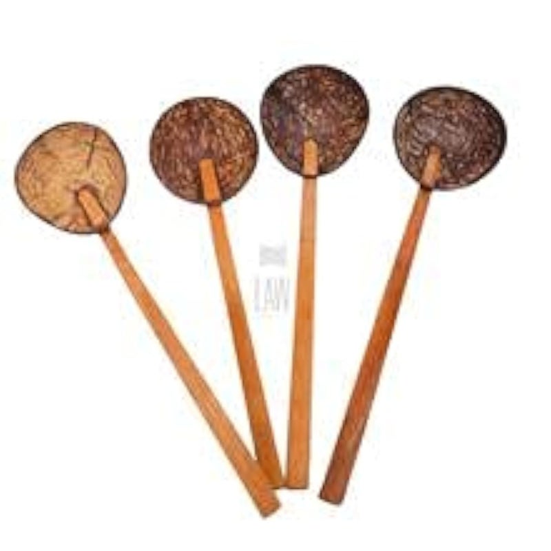looms & weaves - Combo Offer of Coconut Shell Ladles - 2 Set of 2 Large Wooden Spoons (Made with Coconut Shell and Coconut Wood) (2 Extra Large & 2 Large Size) - Image 5