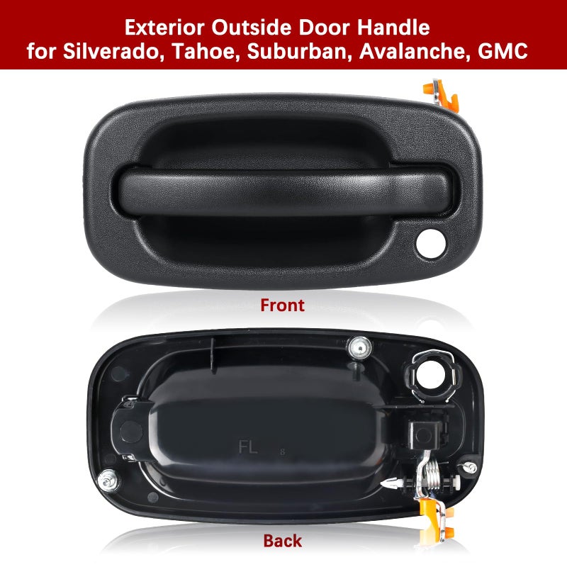 FAERSI Exterior Outside Door Handle Front Left Driver Side for 1999-2007 Chevy Silverado, Tahoe, Suburban, Avalanche, GMC Sierra, Yukon Denali, Cadillac Escalade 77261 15034985 - Image 2