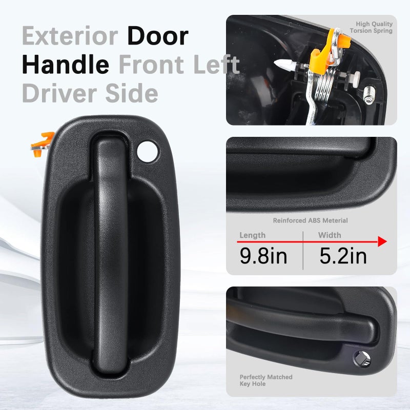 FAERSI Exterior Outside Door Handle Front Left Driver Side for 1999-2007 Chevy Silverado, Tahoe, Suburban, Avalanche, GMC Sierra, Yukon Denali, Cadillac Escalade 77261 15034985 - Image 3