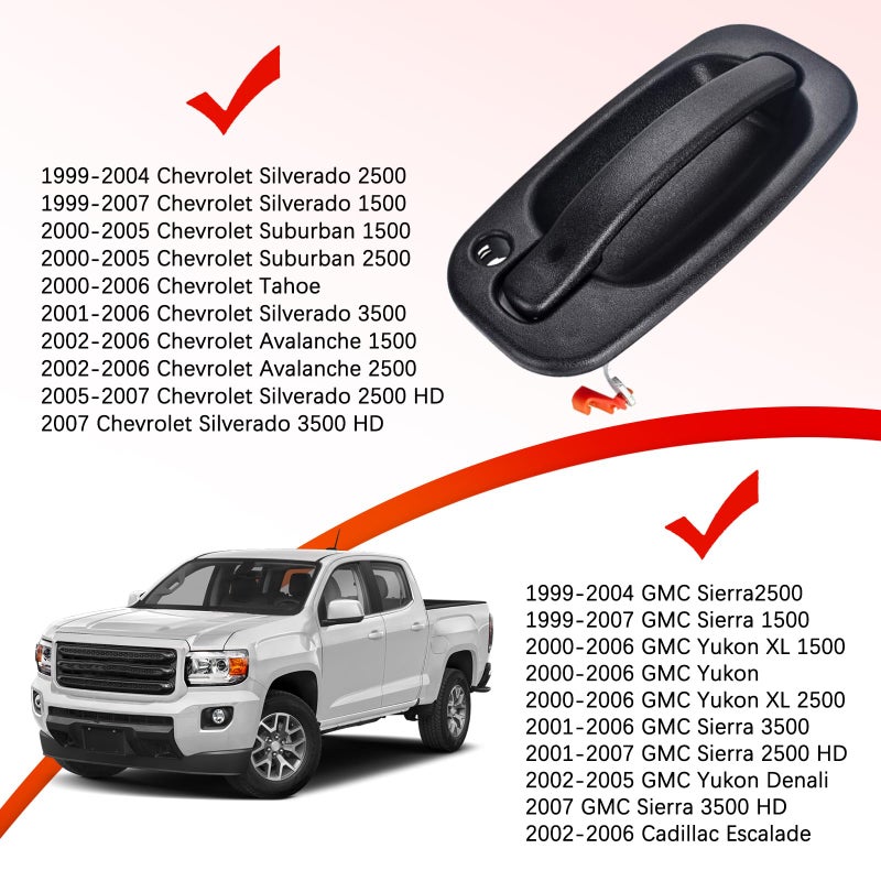 FAERSI Exterior Outside Door Handle Front Left Driver Side for 1999-2007 Chevy Silverado, Tahoe, Suburban, Avalanche, GMC Sierra, Yukon Denali, Cadillac Escalade 77261 15034985 - Image 5