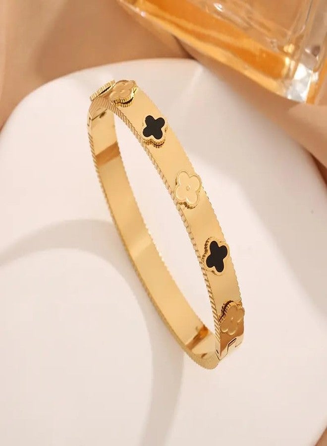 VIEN Lucky Four Clover Bracelet for Women Gold Plated Stainless Steel Bracelet Jewlery Gift - Image 5