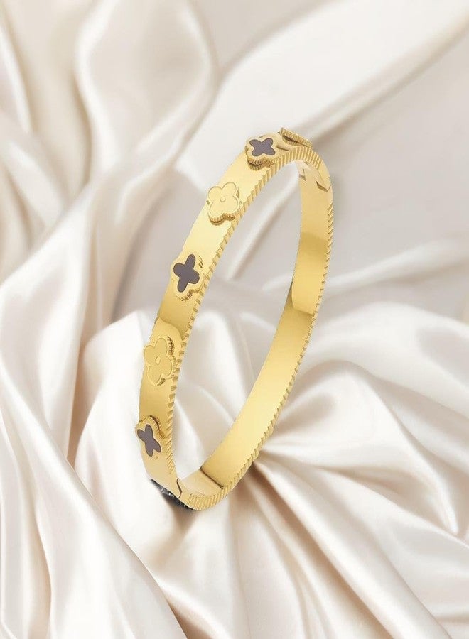 VIEN Lucky Four Clover Bracelet for Women Gold Plated Stainless Steel Bracelet Jewlery Gift - Image 4