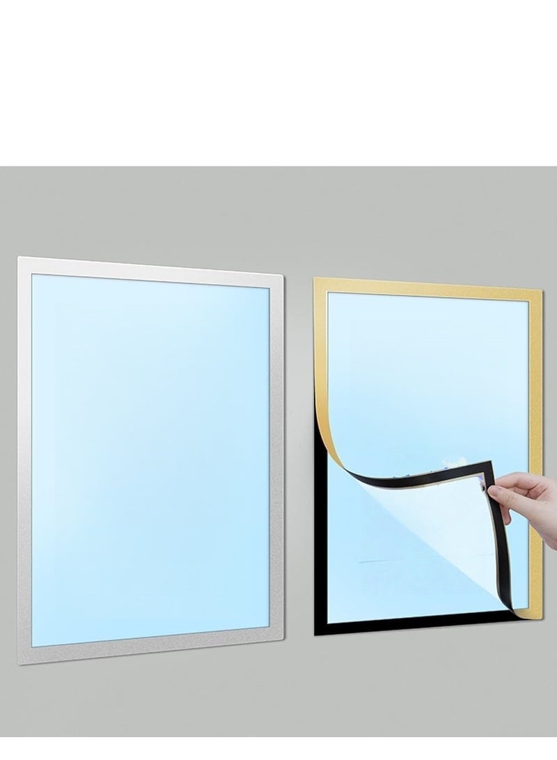 Eckek  Wall Mount Sign Holder Self Adhesive Magnetic Display Frame Clear Document Frame for Office, Store, School, Home, Wall Picture Frame 2Pack - Image 5