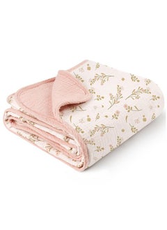 Konssy Konssy Muslin Baby Blankets for Girls Boys, 100% Cotton Crib Blanket for Infant Toddler, Super Soft and Lightweight Nursery Swaddling Wrap 40"x36" (Floral)  - Image 1