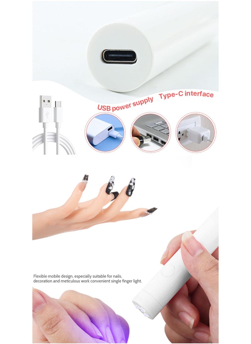 Generic Makeup Gift,Black Handmade Fake Nails Set,Luxury Golden Color Hard Shell Cosmetic Bag,Handheld UV LED Nail Lamp with USB Charging Cable  - Image 2