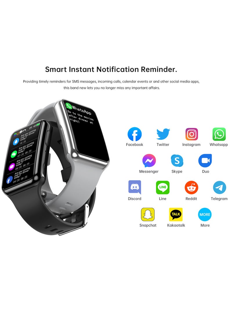 AROAQ C6 Plus Smart Watch, IP67 Waterproof Bluetooth Smart Sports Watch, 1.47" Large Color Display Health Monitoring Fitness Watch, Stainless Steel Case Smart Wrist Watch With Heart Rate Monitor, (Black) - Image 3